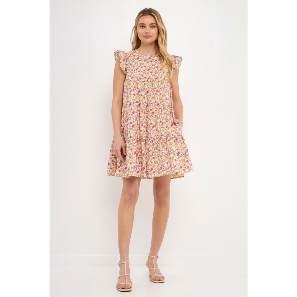 English Factory Floral Printed Babydoll Mini Dress